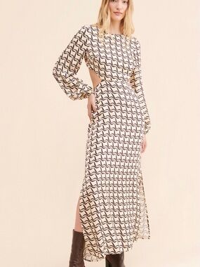 The Wolf Gang Marrakesh Cut Out Maxi Dress in Wave Print size Small NWOT